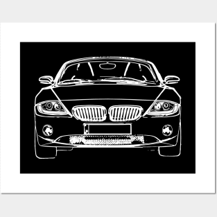 White E85 Car Sketch Art Posters and Art